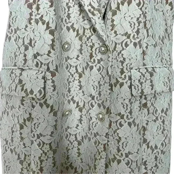 NWOT Anthropologie Hutch Sleeveless Double-Breasted White Lace Blazer Dress - Picture 4 of 11